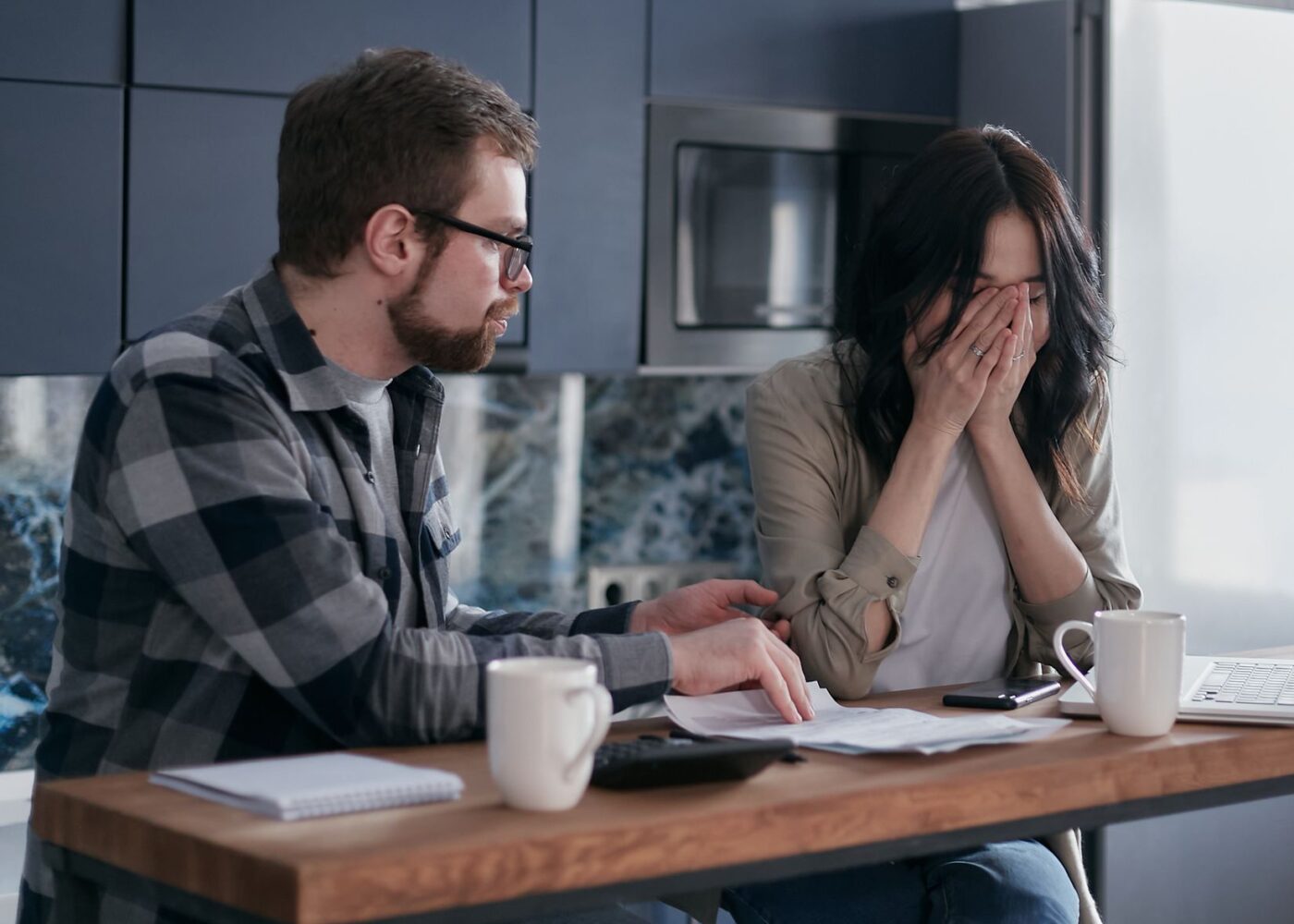 Taxpayer reviewing a tax return and balance due before the April deadline