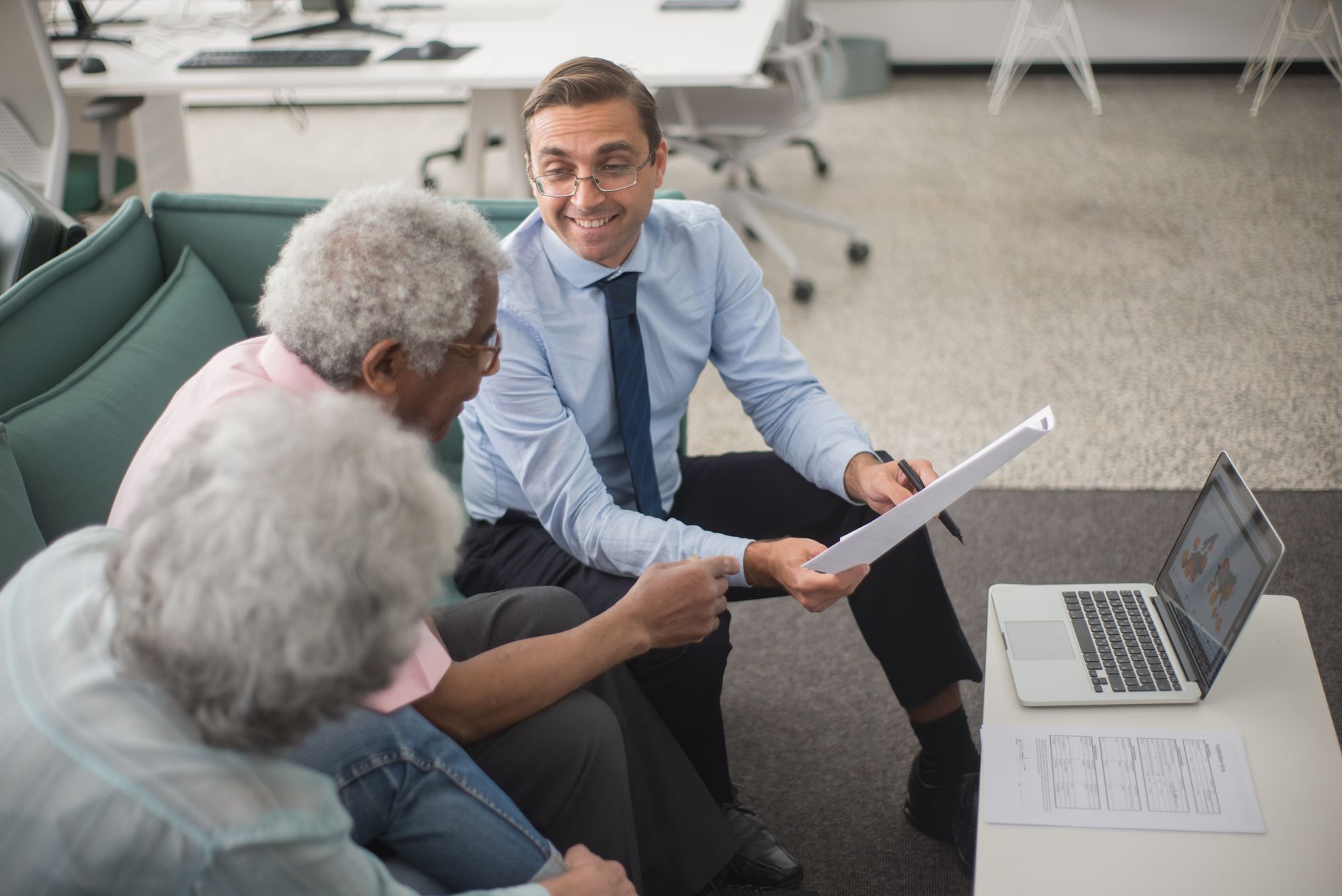 Client meeting a financial advisor to review credentials and experience